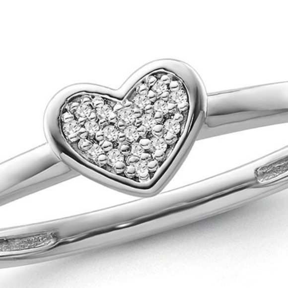 Diamond Accent Sterling Silver Heart Ring New - Picture 1 of 8
